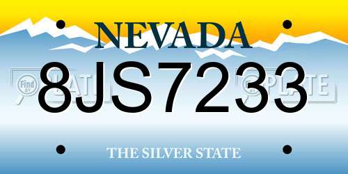 8JS7233 Nevada License Plate
