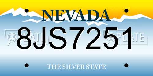 8JS7251 Nevada License Plate