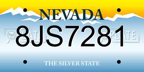 8JS7281 Nevada License Plate
