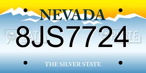 8JS7724 Nevada License Plate