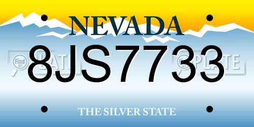8JS7733 Nevada License Plate