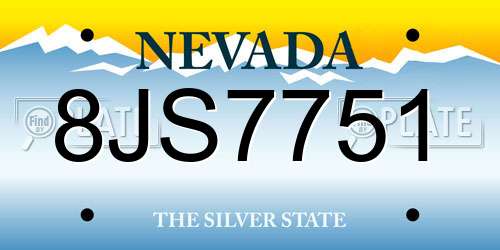 8JS7751 Nevada License Plate
