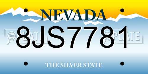 8JS7781 Nevada License Plate