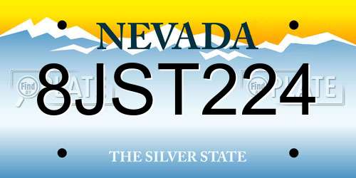 8JST224 Nevada License Plate