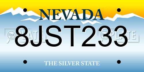 8JST233 Nevada License Plate