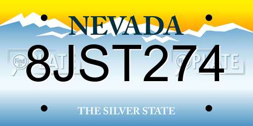 8JST274 Nevada License Plate