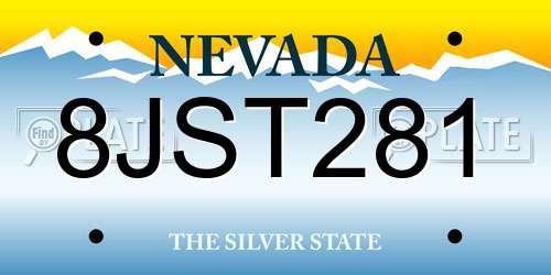 8JST281 Nevada License Plate