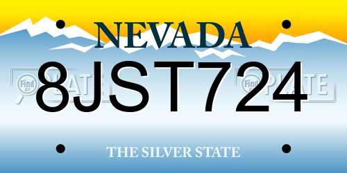 8JST724 Nevada License Plate