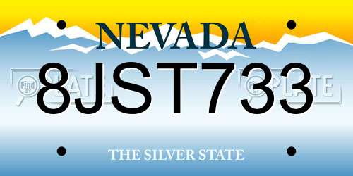 8JST733 Nevada License Plate