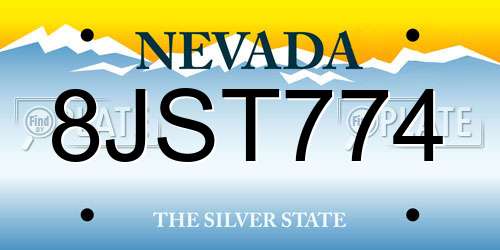 8JST774 Nevada License Plate