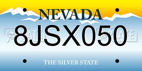 8JSX050 Nevada License Plate