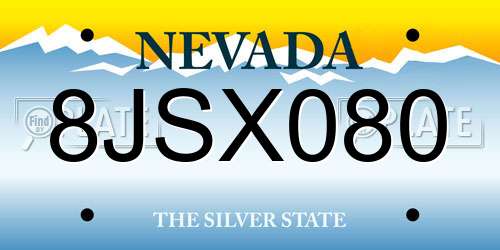 8JSX080 Nevada License Plate