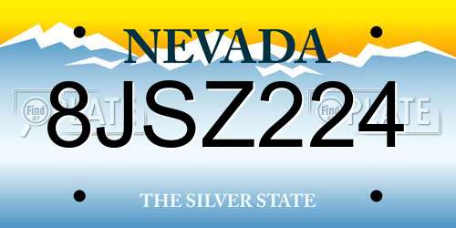 8JSZ224 Nevada License Plate