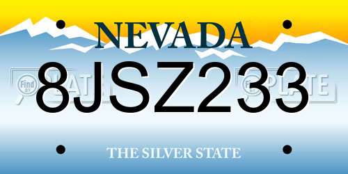 8JSZ233 Nevada License Plate