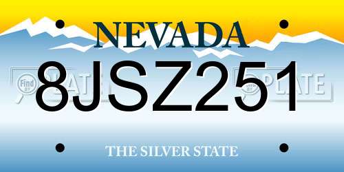 8JSZ251 Nevada License Plate