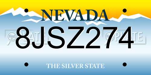 8JSZ274 Nevada License Plate