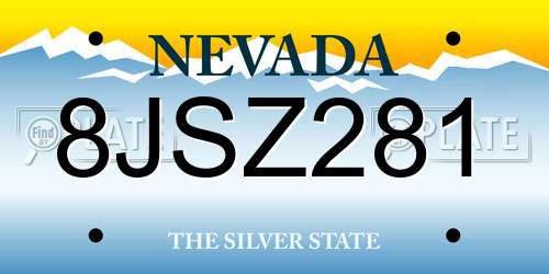 8JSZ281 Nevada License Plate