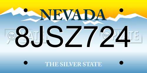 8JSZ724 Nevada License Plate