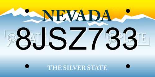 8JSZ733 Nevada License Plate