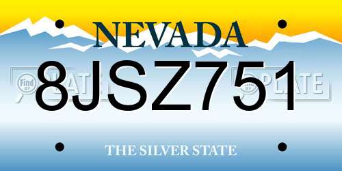 8JSZ751 Nevada License Plate