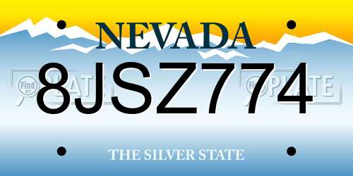 8JSZ774 Nevada License Plate