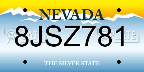8JSZ781 Nevada License Plate