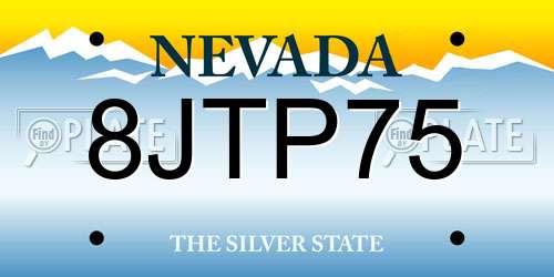 8JTP75 Nevada License Plate