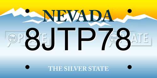 8JTP78 Nevada License Plate