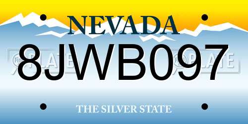 8JWB097 Nevada License Plate