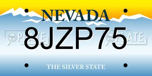 8JZP75 Nevada License Plate