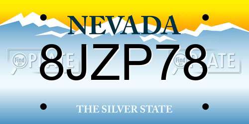 8JZP78 Nevada License Plate