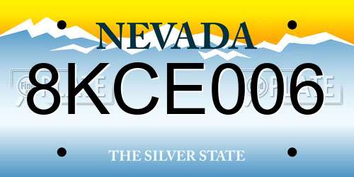8KCE006 Nevada License Plate
