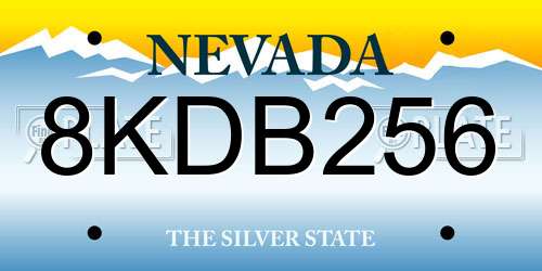 8KDB256 Nevada License Plate