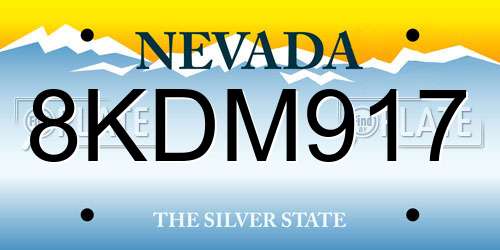 8KDM917 Nevada License Plate