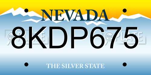 8KDP675 Nevada License Plate
