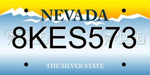 8KES573 Nevada License Plate