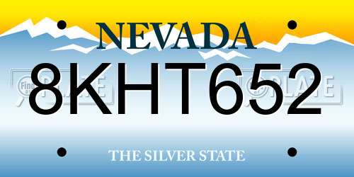 8KHT652 Nevada License Plate