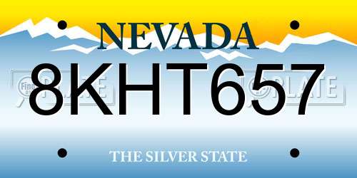 8KHT657 Nevada License Plate