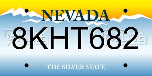 8KHT682 Nevada License Plate