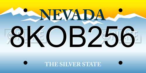 8KOB256 Nevada License Plate