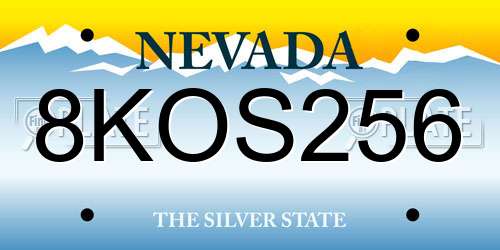 8KOS256 Nevada License Plate