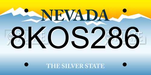 8KOS286 Nevada License Plate