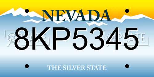 8KP5345 Nevada License Plate