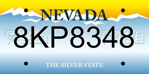 8KP8348 Nevada License Plate