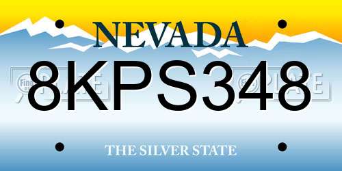 8KPS348 Nevada License Plate