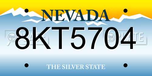 8KT5704 Nevada License Plate