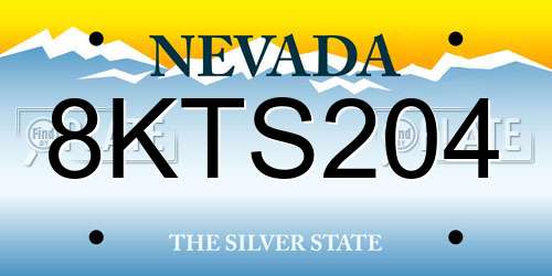 8KTS204 Nevada License Plate
