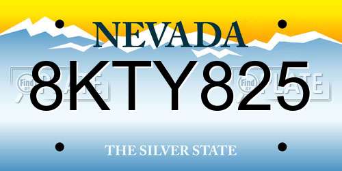 8KTY825 Nevada License Plate
