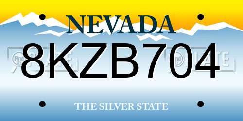8KZB704 Nevada License Plate