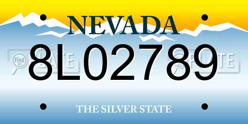 8L02789 Nevada License Plate